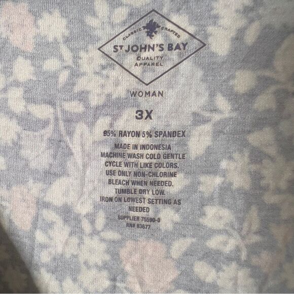 St John’s Bay Sleeveless Crossover V Neck Floral Knee Length Dress Size 3X - Picture 3 of 5